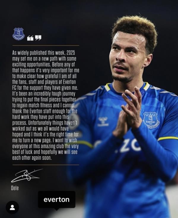 阿里告別埃弗頓：是時(shí)候開(kāi)始新篇章了，感謝所有人對(duì)我的支持